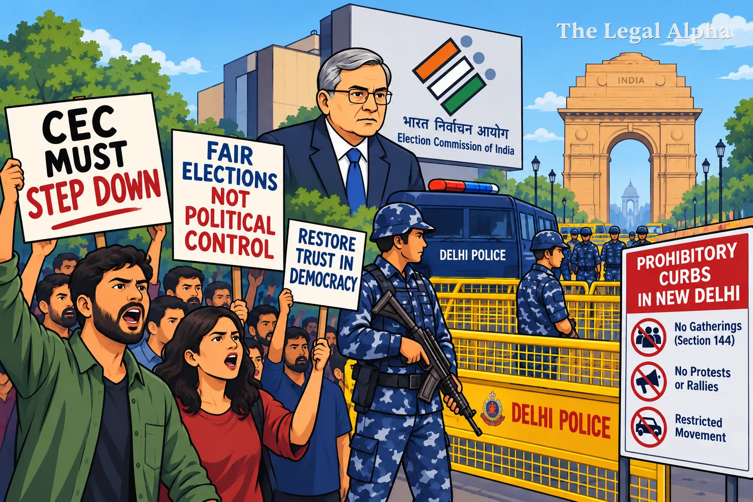 Demands for Chief Election Commissioner’s Stepping Down Trigger Security Crackdown and Prohibitory Curbs in New Delhi