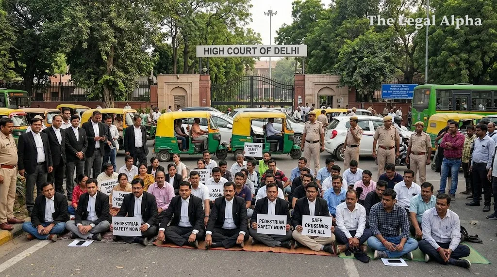 Supreme Court Warns of Protest Over Stalled Pedestrian Crossing Outside Delhi High Court