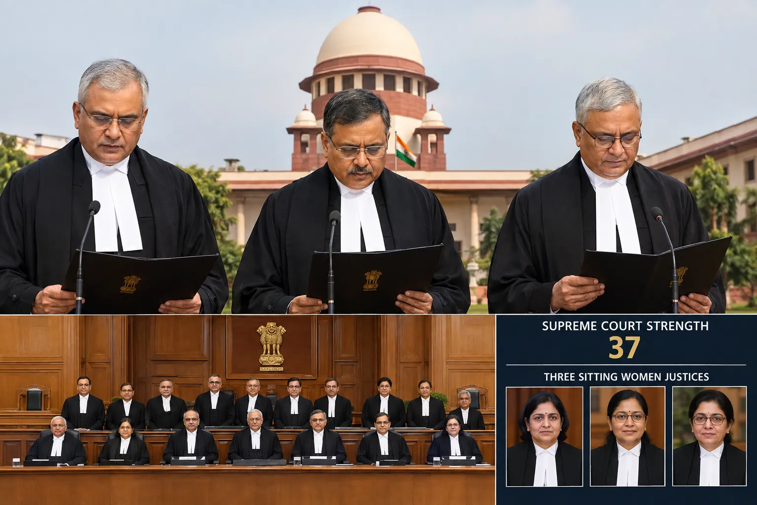 Three High Court Chief Justices Sworn in as Supreme Court Judges: Apex Court Strength Reaches 37 with Three Sitting Women Judges